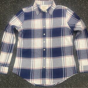 Weatherproof Vintage Blue and White Plaid Shirt Comfort stretch SZ small